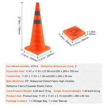 Safety Cones, 4 Pack 28 Inch Collapsible Traffic Cones, Construction Cones With Reflective Collars, Wide Base And A Storage Bag, For Traffic Control, Driving Training, Parking Lots - 4 Pack - View 11