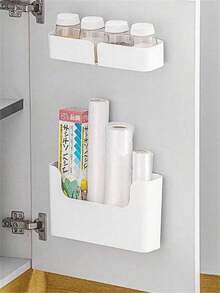 1pc No-Drill Wall Mounted Multi-Function Cosmetic & Sundries Storage Rack, Suitable For Students Going Back To School - Multicolor - View 5
