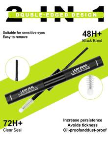 1支睫毛粘合剂，5毫升粘合剂和5毫升密封剂，带刷子，强力睫毛胶，二合一睫毛粘合剂和密封剂，防水持久，全天佩戴，二合一睫毛粘合剂和密封剂，适用于DIY睫毛嫁接，睫毛胶，睫毛胶 - 黑色 - 查看 2