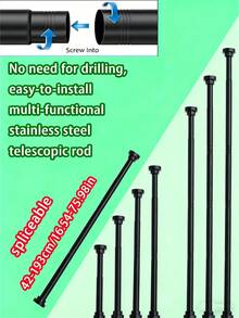 1pc Super Long Stainless Steel Extendable Curtain Rod, Shower Curtain Rod, Window Curtain Rod, Wardrobe Rod, Tension Rod, Drying Rack, Adjustable Curtain Rod, Spring Curtain Rod, No Drilling Required Bathroom Divider Spring Rod - Multicolor - View 26