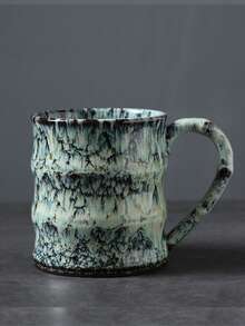 1pc 500ml Creative Crackle Glaze Large Capacity Hanging Ear Coffee Mug, High Temperature Ceramic Mug, Beer Mug, Breakfast Milk Cup, Large Capacity Crackle Glaze Water Cup, Ceramic Mug, Creative Coffee Cup, Ceramic Cup, Crackle Glaze Cup - Multicolor - View 9