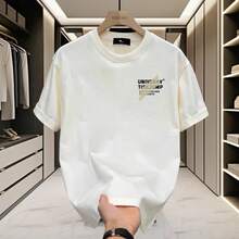 Nuevas camisetas de moda exclusivas para s transfronterizas, productos de calidad de gran , camisetas de manga corta 100% algodón para hombre, camisetas holgadas de moda, camisetas de verano de talla grande. - [Inglés/barras delanteras y traseras] Negro - Ver 5