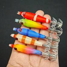 Avlcoaky Set de 5 señuelos de calamar simulados que brillan en la oscuridad para pesca de mar - Multicolor - Ver 6