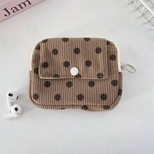 Corduroy Flip Cover Card Holder/Coin Purse, Multi-Function Leopard Print Organizer Pouch, Women's Portable Lipstick & Cosmetic Bag, Can Store Various Small Items - Multicolor - View 15