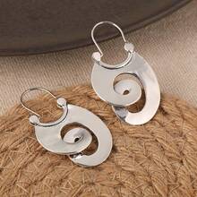 1 Pair Classic Minimalist Spiral Hoop Earrings - Women's Minimalist Jewelry - Creative Gift For Daily And Party Occasions - Accessory For All Scenes - Silver - View 9