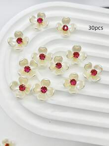 30 piezas/50 piezas Adornos florales y hallazgos de joyería estilo coreano, cuentas de flores de cristal de colores para manicura, aretes, pulseras y accesorios para el cabello - Multicolor - Ver 6