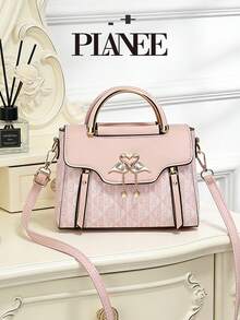 PIANEE Cute Flamingo Decor Mini Bag - Shoulder Crossbody Bag With Printed Pearl Pendant, Detachable Gold Chain Strap, Women Party/Date Gift - Pink - View 2