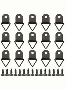 Bộ 10 móc treo tranh tam giác bằng kim loại kèm ốc vít, vòng treo nhỏ dùng để trưng bày tranh, bộ 100 chiếc (50 móc + 50 ốc vít), bộ 200 chiếc (100 móc + 100 ốc vít) - Nhiều màu - Xem 1