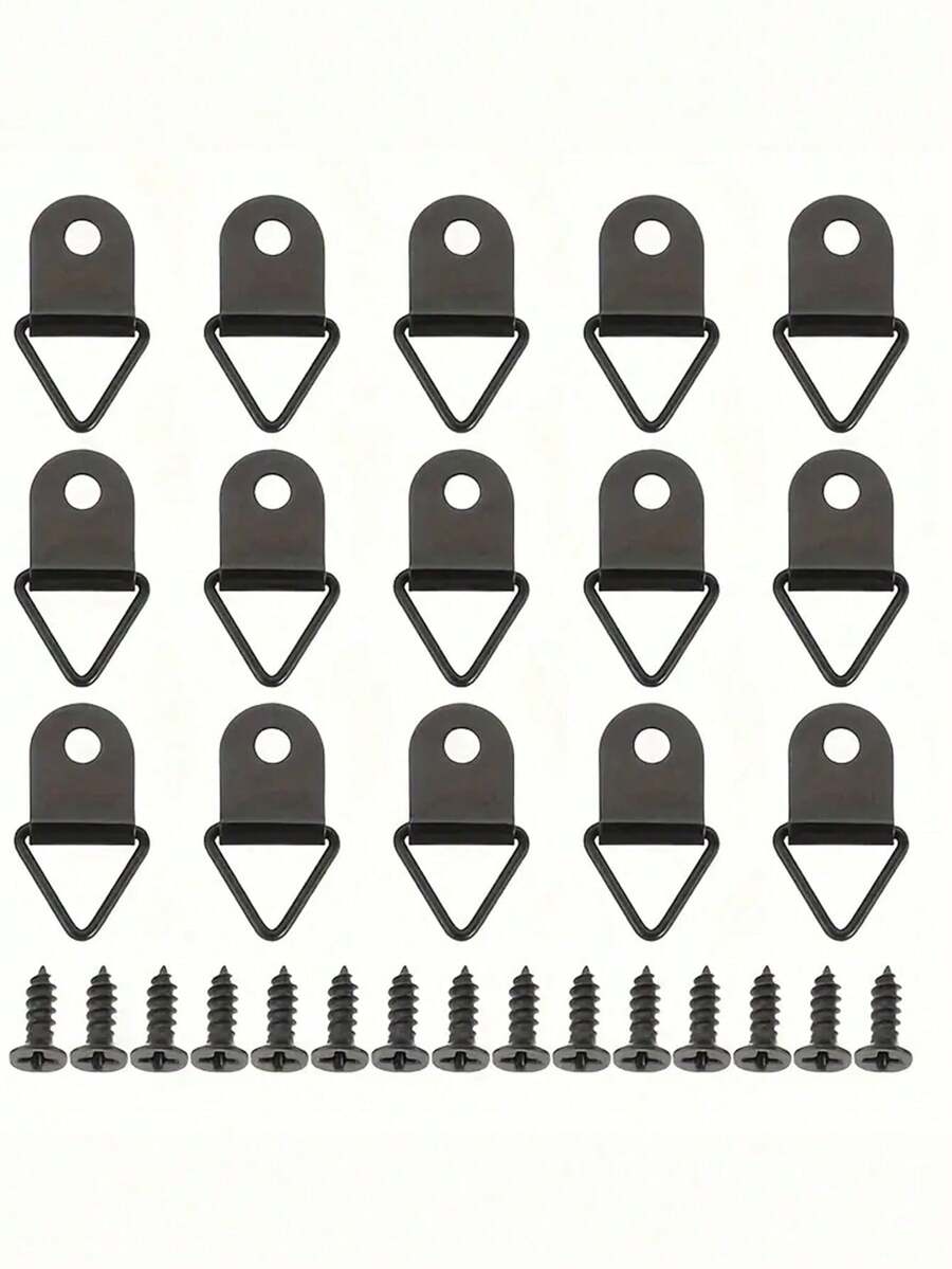 Bộ 10 móc treo tranh tam giác bằng kim loại kèm ốc vít, vòng treo nhỏ dùng để trưng bày tranh, bộ 100 chiếc (50 móc + 50 ốc vít), bộ 200 chiếc (100 móc + 100 ốc vít) - Nhiều màu - Xem 1