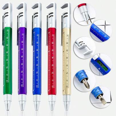 1pc 9-In-1 Multifunctional Tool Pen, Suitable As A Gift For Men And Women, Includes Stylus, Ruler, Level, Bottle Opener, Screwdriver, Ballpoint Pen, Architect Pen, Great For Parties, Holidays, Gifts For Him, Boyfriend, Grandpa