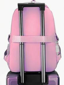 Mochila Feminina Moda Casual Escolar Impermeável Grande Capacidade Adolescente - Rosa chiclete - Visão 2
