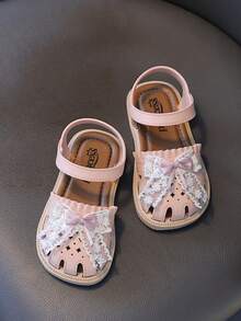 Sandal hở mũi đính nơ đá lấp lánh dễ thương cho bé gái, sandal thoáng khí cho kỳ nghỉ biển. - Hồng - Xem 6