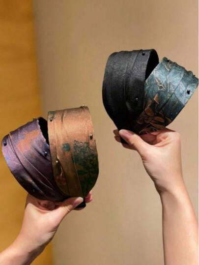 1pc Chiffon Headband, Silk Retro French Style Wide Hair Hoop, Versatile Outdoor Accessory