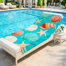 1pc Ocean Creatures Starfish Seashell Print Beach Towel, Super Absorbent Quick Dry Towel For Swimming, Soft Beach Blanket, Suitable For Beach, Swimming, Outdoor Camping Travel, Ideal Beach Essential - A - View 5