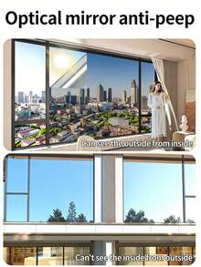 1 Roll 5m Single-Way Privacy Frosted Window Film, PET Material, Silver Gray, See-Through From Outside But Opaque From Inside, Suitable For Home, Bedroom, Office - Heat Insulation Film - View 3