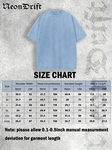 Y2K Style, Cool  UFO Elements, Outdoor Sports Vibe, Modern Street Style, Fashionable Pure Cotton Vintage Washed T-Shirt With Loose Fit, Unisex Design. A Perfect Surprise Gift For Family And Friends. Features Dropped Shoulder Sleeves + Crew Neck, Made Of High-Quality Batik Cotton, A Retro Fashion Brand T-Shirt. With Moderate Thickness, It's Ideal For Summer Wear And A Top Choice For Holiday Gifting. - 霧霾藍 - 查看 6