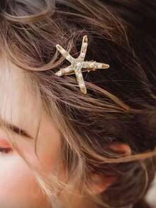 3pcs Vintage Faux Pearl Decorated Star-Shaped Hair Clips, Unique Design, Suitable For Girls' Daily Wear, Head Accessory, Girls' Hair Clips, Claw Clips - Multicolor - View 4