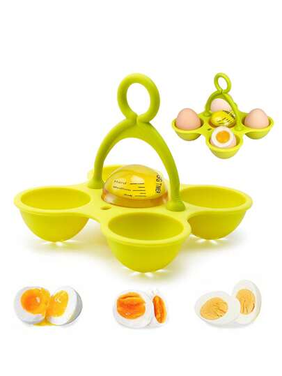 1pc Color Changing Egg Timer With Indicator, Egg Cooker With 4-Cup Egg Steamer Tray, Adjustable Soft/Hard Boiled Egg Timer, Kitchen Cooking Tool, Visualized Egg Boiler For Quick Breakfast