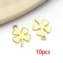 10个不锈钢金色吊坠，心形、月亮、星星、四叶草金属吊坠，适用于DIY项链、手链、耳环等工艺品制作。 - 金色 - 查看 10