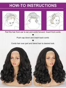 Tóc giả nửa đầu Yaki kiểu xoăn nhẹ, tóc nối nửa đầu Yaik, tóc giả nửa đầu kẹp cho nữ, tóc giả nửa đầu tự tạo kiểu nhanh chóng. - màu đen - Xem 8