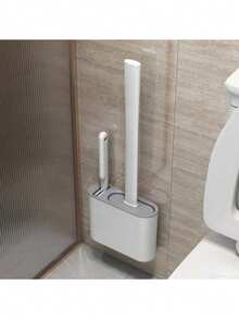 二合一多功能方形马桶刷，配有硅胶刷头，适用于浴室 - 多色 - 查看 2