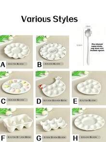 [Hot Selling New Item]Ceramic Easter Egg Tray - 10.5 Inch 12 Grid/6 Grid Egg Holder, Fridge Storage & Kitchen Countertop Organizer, Cute Chick Pattern Deviled Egg Platter For Easter Kitchen Decor, Party Serving & Home Kitchen Accessories - Multicolor - View 4
