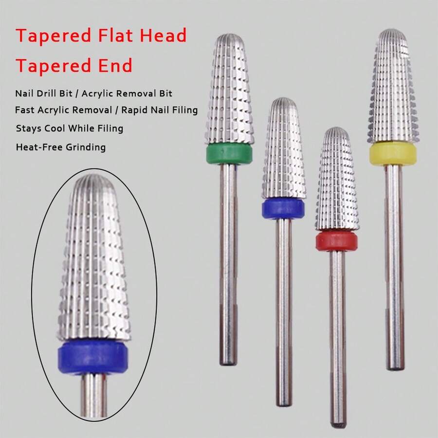 Easy Nail 1支双向钨钢指甲钻头 – 2.35mm柄径指甲锉，用于卸除凝胶指甲油和打磨指甲表面