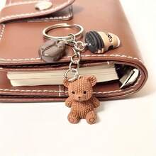 1pc Cute Cartoon Bear Pendant, Coffee Bean & Cup Keychain, Creative Personalized Gift For Best Friend - Multicolor - View 2