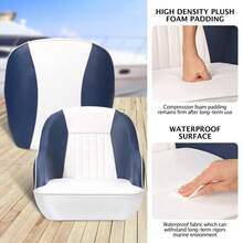 Silla de capitán para pontón, silla ergonómica de diseño cúbico para capitán, acolchado de espuma comprimida, estructura de plástico moldeado por inyección, sillas de capitán para barco con perno de montaje. - Bloqueo de color blanco y azul - Ver 3