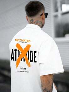 ZIVRE Men's T-Shirt With Letter Graphic, - 魏斯 - 查看 4