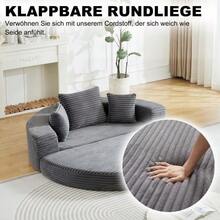 A Versatile Two-In-One Sofa Bed, Ideal For Small Spaces, That Can Be Used As Both A Semi-Circular Sofa And A Round Chaise Longue. The Armrests Feature Fabric Pockets. - Grey - View 3