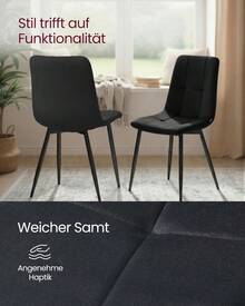 VASAGLE Esszimmerstühle Samt, Küchenstühle bis 120 kg belastbar, Sessel mit verstellbaren Füßen, modern, gepolstert, für Wohnzimmer, 4er Set, tintenschwarz KDC080BH01 OCZ2 - schiefergrau - Übersicht 11