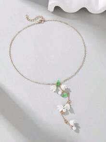 1pc Elegant Long Lily Flower & Pearl Tassel Necklace For Women, Suitable For Daily Wear And Vacation - Nhiều màu - Xem 2