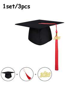 3pcs/1pc Unisex Matte Graduation Cap, 2026 Charming Graduation Cap, Adjustable Size Bachelor Cap, Tassel Decor Doctor Cap, Master Cap, Suitable For High School And Bachelor/Master Graduation Ceremony Photo - Multicolor - View 14