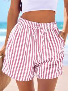 Women's Boxer Shorts Summer Dopamine Casual Home Sleeping Plaid Pj Button Front Y2K Plaid Pajama Shorts - 粉紅色條紋 - 查看 1