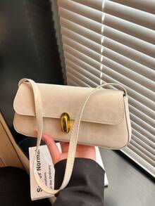 1个时尚豹纹女士单肩包，简约设计，金属旋扣，PU材质，时尚百搭的腋下包，适合日常通勤 - 白色 - 查看 8