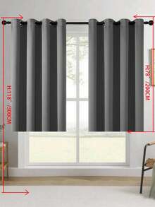 1pc/2pcs Solid Color Polyester Curtains, Energy Blackout Light Blocking Thermal Insulated Curtains For Kitchen, Dining Room, Living Room, Bedroom, Study Room In Black, Deep Grey - Dark Grey - View 26