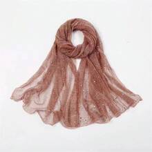 Transparent Breathable Hijab Lightweight Twinkling Sequins Hijab Shawl Women - Black - View 7