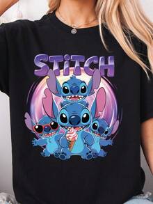 LILOS & STITCHS T-Shirt,  Stitch Ice Cream Shirt, Ohana Means Family , World Summer Vacation Sweatshirt T Shirts For Men,Tops For Women,Girls Clothes,Boys Clothes,Summer Tops,Funny T Shirts,Graphic Tee,Holiday Outfits For Women,Summer Holiday Outfits,Summer Tops,Gifts For Men,Girls Holiday - Black - View 8