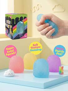 随机颜色挤压软糖 - 减压玩具、挤压感官玩具、生日/派对礼物、缓解焦虑、袜子填充物、课堂奖励 - （1/2/4/8 颗装） - 彩色 - 查看 2