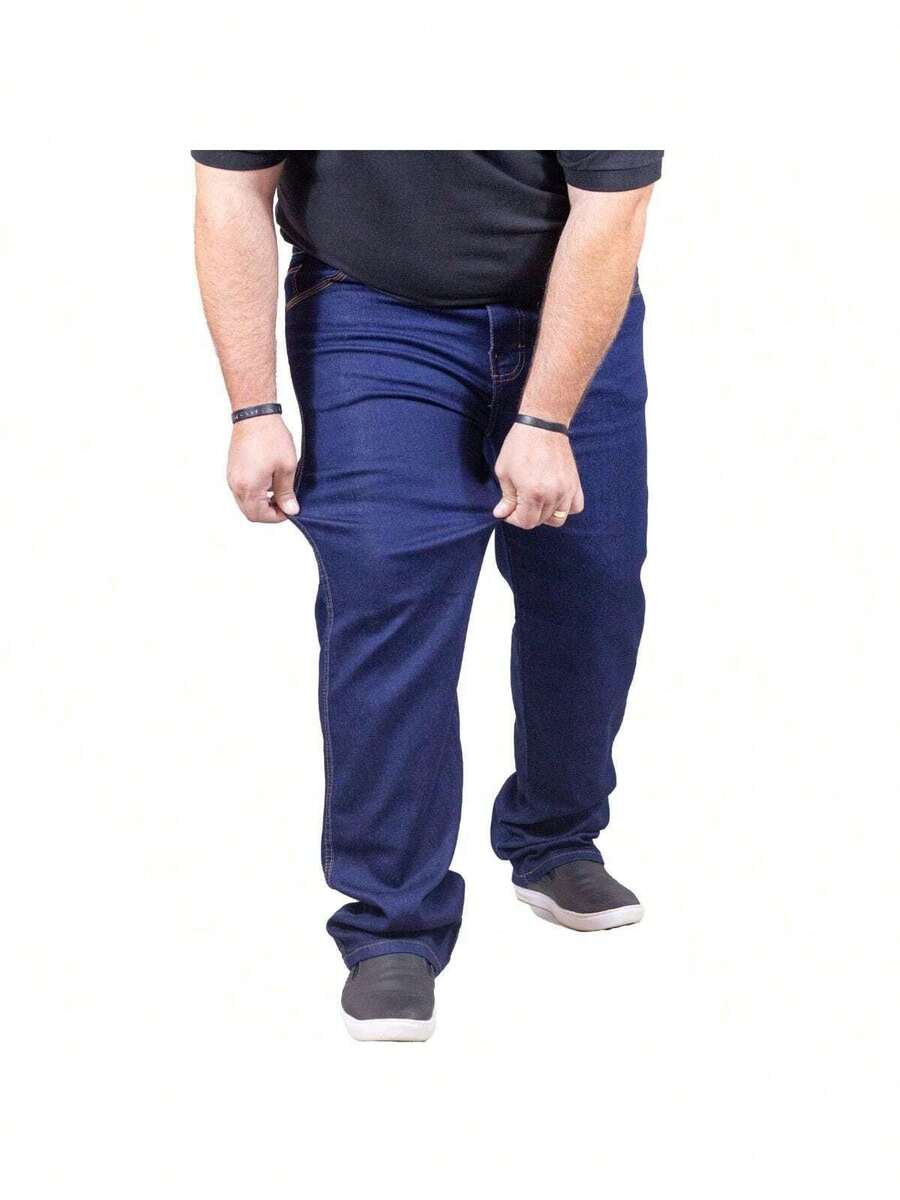 Men's Blue Jeans With Elastane Lycra Plus Size (Sizes 50, 52, 54, 56) Direct From The Factory Immediate Shipping - Màu xanh lam - Xem 1