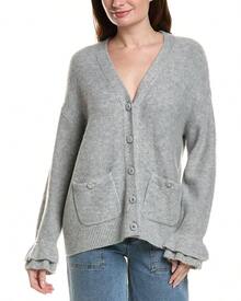 CeCe Ruffle Cuff Cardigan - Xám - Xem 1