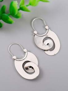 1 Pair Classic Minimalist Spiral Hoop Earrings - Women's Minimalist Jewelry - Creative Gift For Daily And Party Occasions - Accessory For All Scenes - Silver - View 4