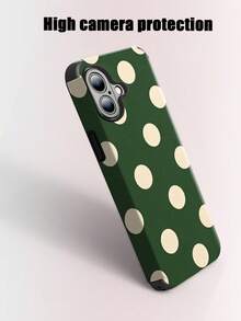 An Elegant Phone Case That Does Not Include A Lanyard Or Stand. This Leather Phone Case Features A Minimalist And Pretty Polka Dot Design. It's A 1-Piece Case With A Black And White Polka Dot Print. The Soft Leather Case Has A Modern, Minimalist French Boho Style And Is Compatible With The  Galaxy S24 Ultra, S17 Pro, S16 Pro, S12 Pro, S13, S14 Plus, S15 Pro, S16 Pro, And S11/S13 Pro Spring. - 墨綠色 - 查看 3