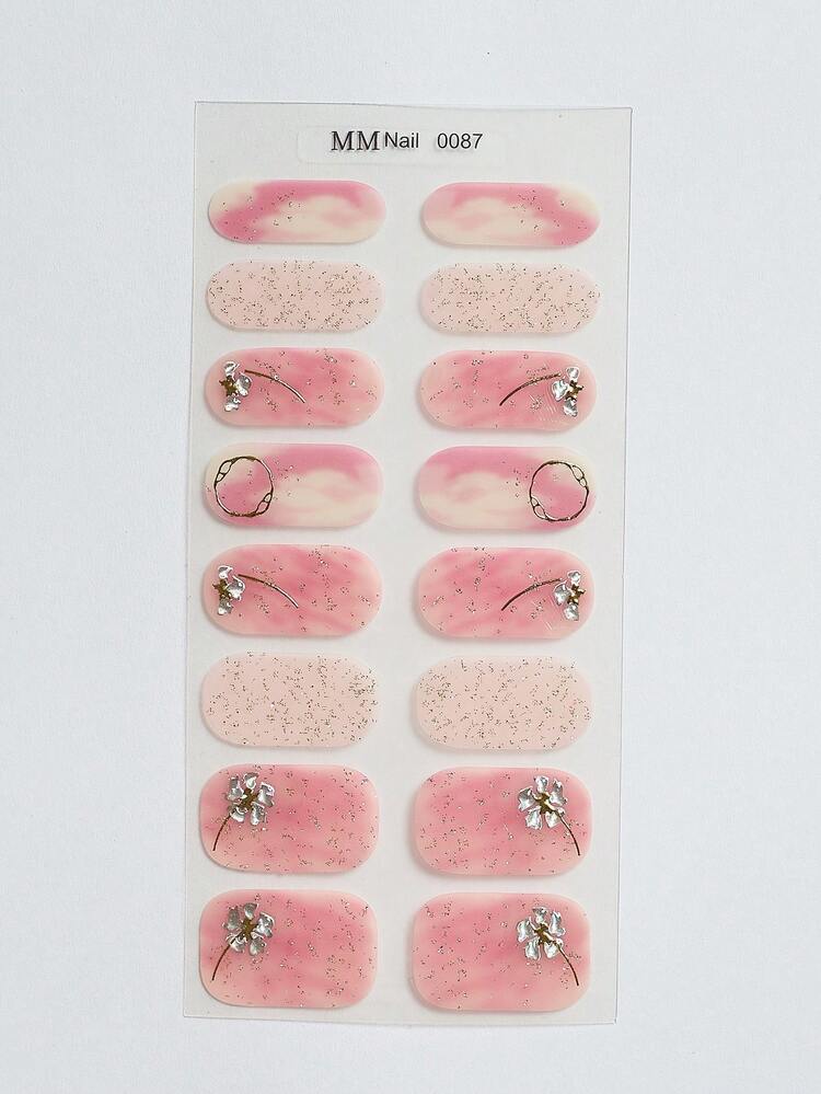 SSemi Cured Gel Nail Strips , Jelly Beige, 16 Pcs Gel Nail Wraps, Stickers, No UV Light Required, Salon Quality, Long Lasting - Coral Orange - View 4