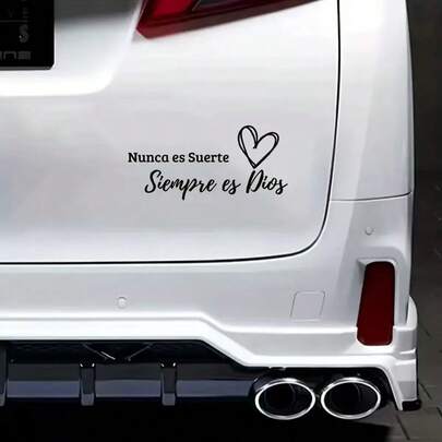 "Asla Şans Değil, Her Zaman Tanrı'dır" - İspanyolca İlham Verici Sözlü Araba Çıkartması, Su Geçirmez Vinil Kalp Şeklinde Tasarım Arka Cam ve Tampon İçin Etiket, Dini İnanç Araba Dekorasyonu, Çıkarılabilir Kalıntı Bırakmayan Araba, Kamyon, SUV İçin Gövde Etiketi, Şık Siyah Harfli Araba Aksesuarı, İnancı İfade Etmek İçin Dayanıklı Dış Mekan Etiketi, Kolay Uygulanabilir Kişiselleştirilmiş Araba Dekorasyonu, Dindar Sürücüler İçin Anlamlı İspanyolca Sözlü Araba Çıkartması Hediyesi