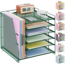 Gianotter Organizador de papel de 6 niveles con soporte para revistas organizadores de computadora y accesorios accesorios de computadora y organizadores de espacio de trabajo organizador de - Verde - Ver 7
