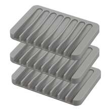 Bộ 3 khay đựng xà phòng tự thoát nước, chất liệu silicon cao cấp, thích hợp cho vòi sen, phòng tắm, bồn rửa nhà bếp, giúp kéo dài tuổi thọ xà phòng, thiết kế thác nước tự thoát, chống trượt, dễ vệ sinh, tiết kiệm không gian, nhanh khô, đa chức năng và bền (Đen, Trắng, Xám) - Nhiều màu - Xem 3