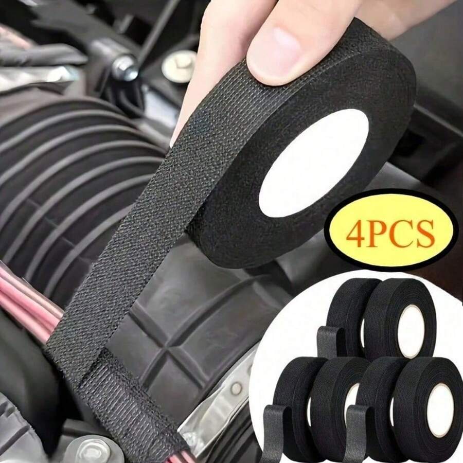 4 Rolls High Temp Self-Adhesive Harness Tape Heat-Resistant Noise Reduction For Automotive Engine Electrical Wire - one-size - View 1