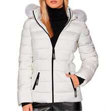 Shendy Vendy Women's Jacket Warm Polyester With Fur-Like Collar - White - View 5